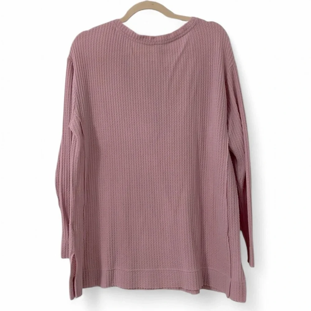 Caslon Waffle Knit Henley Top Pink 0X - Picture 3 of 11